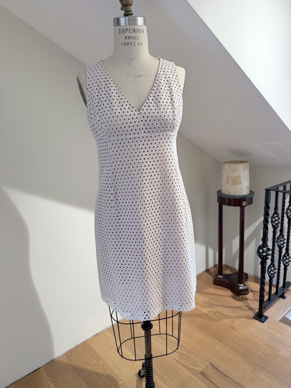 Michael Kors Collection White Eyelet sheath dress .